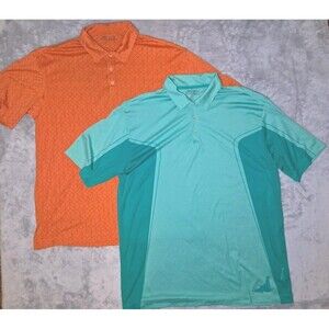 Nike Golf Dri-Fit Performance Polo Shirts Men’s XL Orange And Green Mesh Vented